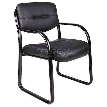 Sled Base Side Chair, Leather, Black
